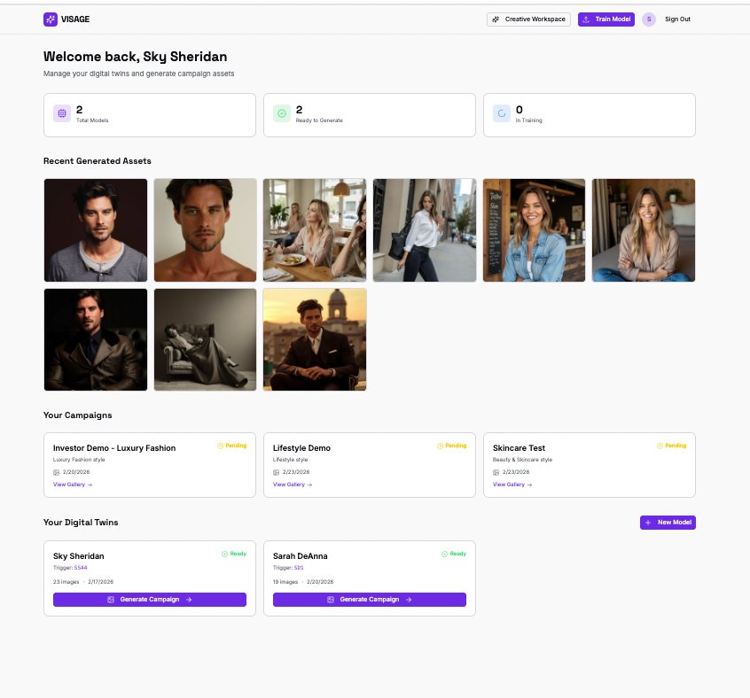 Visage AI Dashboard — Manage digital twins and campaign assets