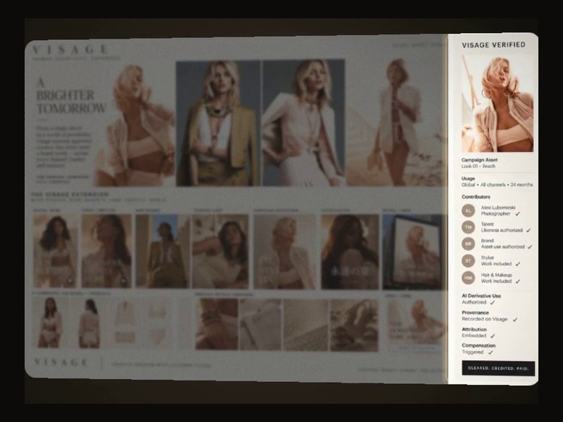 A storefront with a Visage Verified panel crediting every contributor